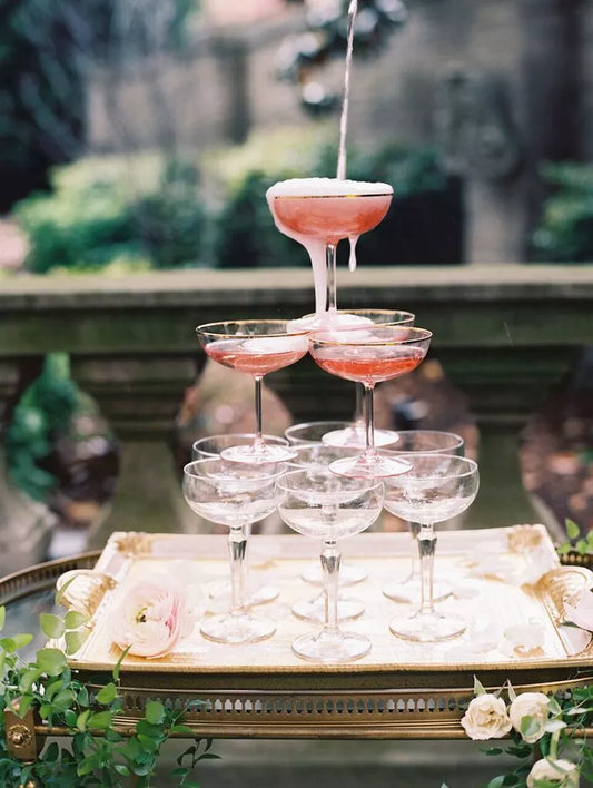 3-tier Champagne Tower with Pink Bubbles